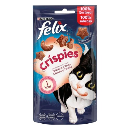 offerta a tempo: felix crispies snack per gatti adulti con salmone e trota 8 confezioni da 45g — 23% da 12,72 € a 9,79 €
