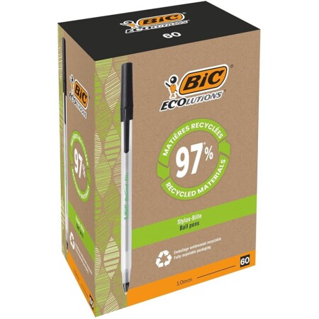 offerta a tempo: bic ecolutions round stic, penne nere a sfera — 8% da 13,72 € a 12,60 €