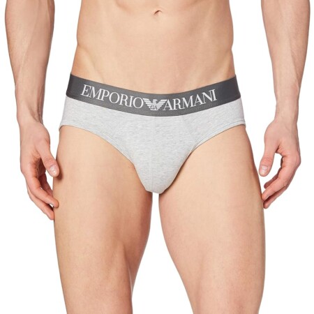 offerta a tempo: emporio armani uomo brief iconic logoband mutande, grigio (melange grey) — 29% da 27,00 € a 19,04 €