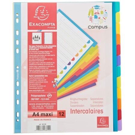 offerta a tempo: exacompta 3812e divisori e segnaletica, 30.2x24.5 cm — 34% da 10,94 € a 7,27 €