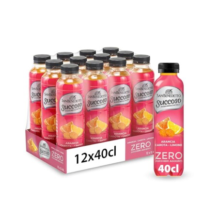 offerta a tempo: san benedetto succoso zero alla arancia, carota e limone 12 bottiglie x400ml — 44% da 10,20 € a 5,76 €