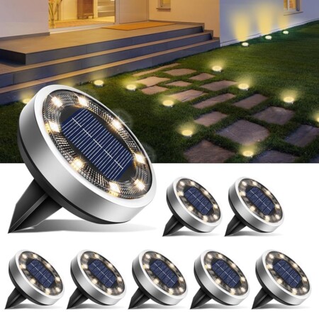 offerta a tempo: set di 8 luci led da giardino alimentate ad energia solare — 42% da 29,99 € a 17,49 €