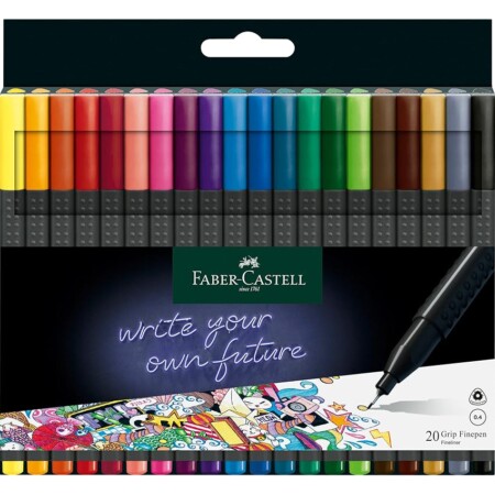 offerta a tempo: faber castell 151620 confezione da 20 pennarelli colorati, pennarelli punta fine da 0,4 — 10% da 11,00 € a 9,87 €