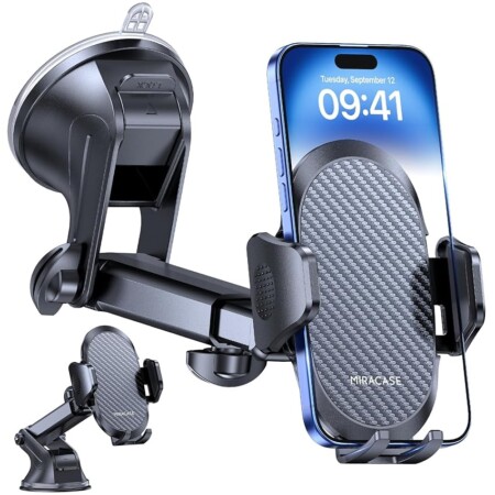offerta a tempo: miracase porta cellulare auto [2025 ventosa potente] supporto telefono auto 360° rotazione — 25% da 19,99 € a 15,01 €
