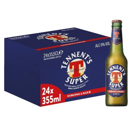 offerta a tempo: tennent’s super birra, bottiglia pacco da 24 x 355 ml — 28% da 45,36 € a 32,79 €