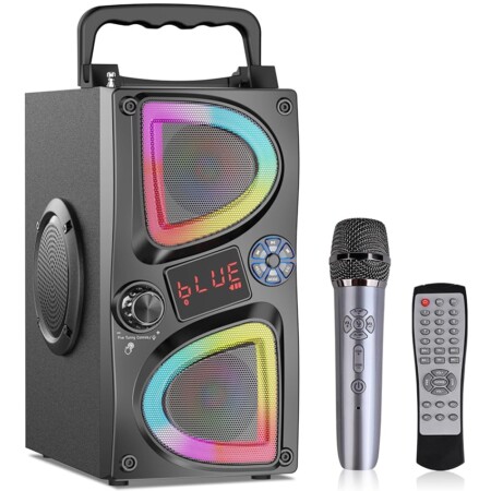 offerta a tempo: altoparlante bluetooth portatile da 60w + microfono per karaoke — 53% da 59,98 € a 28,04 €