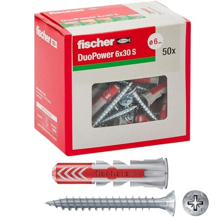 offerta a tempo: fischer 50 tasselli duopower con vite, 6 x 30 mm — 16% da 9,49 € a 7,99 €