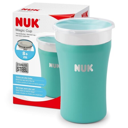 offerta a tempo: nuk magic cup tazza biberon in acciaio inossidabile | 8+ mesi | 230 ml | bordo 360° anti — 23% da 23,99 € a 18,47 €