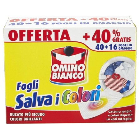 offerta a tempo: omino bianco fogli salva colore, struttura a nido d'ape — 16% da 7,09 € a 5,99 €