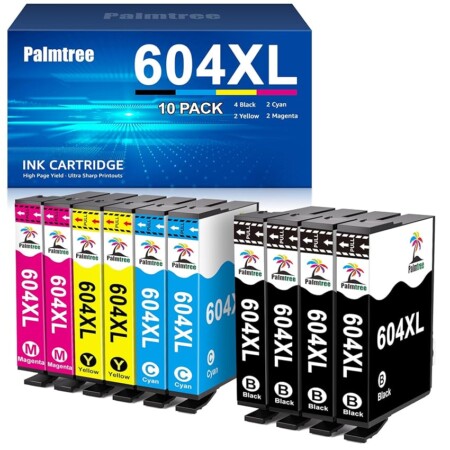offerta a tempo: palmtree 604xl cartucce di inchiostro compatibili per epson 604 xl per cartucce epson — 18% da 14,99 € a 12,34 €