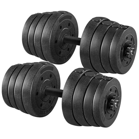 offerta a tempo: yaheetech set 2 manubri palestra casa 16 piastre diversi pesi coppia manubrio regolabile 30 kg nero — 10% da 57,99 € a 52,19 €