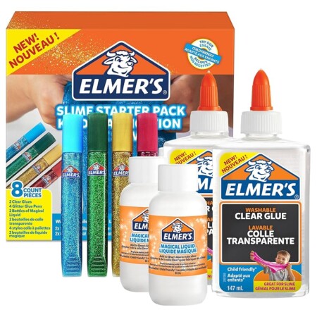 offerta a tempo: elmer's kit di base per slime con colla trasparente e glitterata — 16% da 20,33 € a 17,10 €