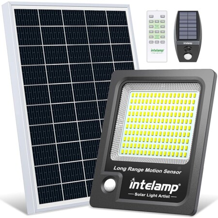 offerta a tempo: intelamp faro led esterno con pannello solare, 12000mah fari solari a led da esterno — 20% da 89,99 € a 71,99 €