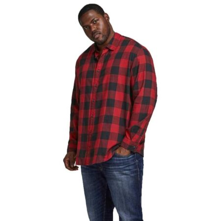 offerta a tempo: jack & jones camicia a quadri da uomo plus size, rosso mattone — 33% da 39,99 € a 26,90 €