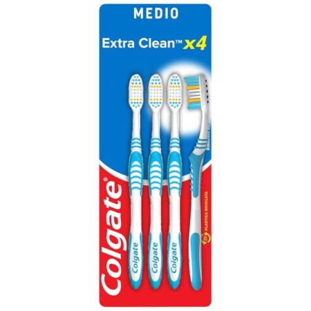 offerta a tempo: colgate spazzolino extraclean, setole allungate medie confezione da 4 pezzi i pulizia — 27% da 3,81 € a 2,79 €