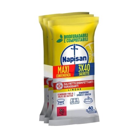 offerta a tempo: napisan salviette tripacco disinfettanti sgrassanti al limone — 38% da 7,99 € a 4,99 €