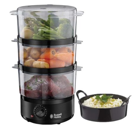 offerta a tempo: russell hobbs vaporiera con 3 contenitori per cottura a vapore — 48% da 54,00 € a 27,99 €