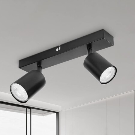 offerta a tempo: dehobo lampada faretti da soffitto led orientabili, faretti da parete interno gu10 nero — 19% da 15,99 € a 13,00 €