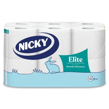 offerta a tempo: nicky elite carta igienica 12 rotoli — 53% da 6,99 € a 3,29 €