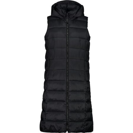 offerta a tempo: cmp gilet lungo da donna in nylon con cappuccio fisso, nero — 23% da 119,95 € a 92,80 €