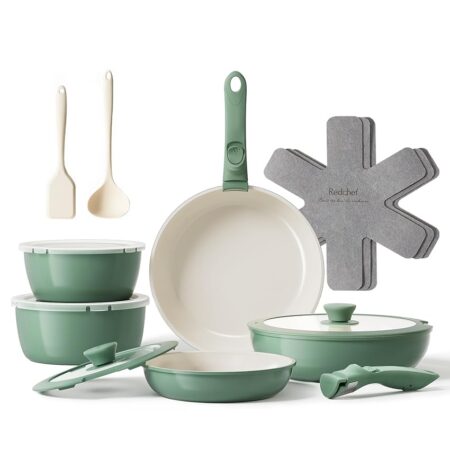 offerta a tempo: redchef set di pentole da 16 pezzi, antiaderente in ceramica — 37% da 129,99 € a 81,44 €
