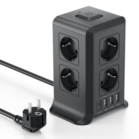 offerta a tempo: multipresa verticale con 4 porte usb e 8 prese — 30% da 27,99 € a 19,59 €