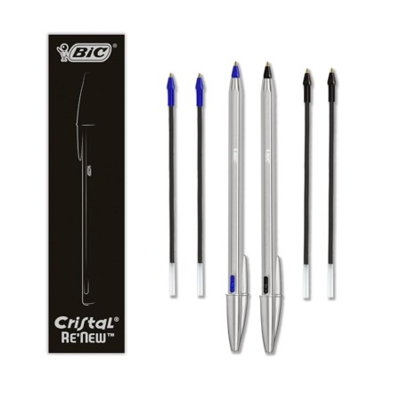 offerta a tempo: bic cristal re'new gift box, penna a sfera ricaricabile in metallo — 28% da 13,40 € a 9,69 €
