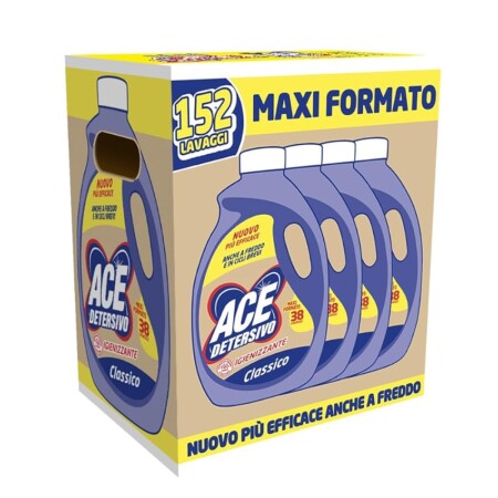 offerta a tempo: ace detersivo igienizzante 152 lavaggi (4 flaconi x 38 lavaggi) — 36% da 31,15 € a 19,96 €