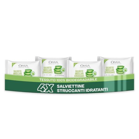 offerta a tempo: omia salviettine micellari struccanti viso con aloe vera 4 pezzi x 20 salviette (80 salviette) — 48% da 11,80 € a 6,14 €