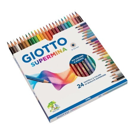 offerta a tempo: giotto supermina astuccio da 24 matite a pastello colorate, 3.8mm — 25% da 18,35 € a 13,71 €