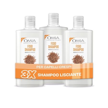 offerta a tempo: omia fisio shampoo eco bio con olio di semi di lino per capelli crespi 3 pezzi x 200ml — 59% da 14,99 € a 6,14 €