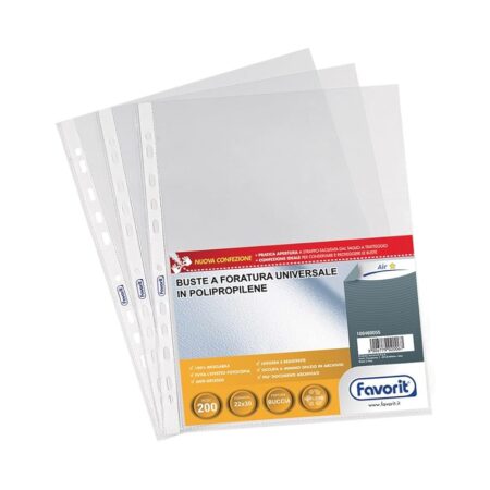 offerta a tempo: favorit 100460055 buste foratura universale, formato interno 22 x 30 cm — 7% da 10,95 € a 10,20 €