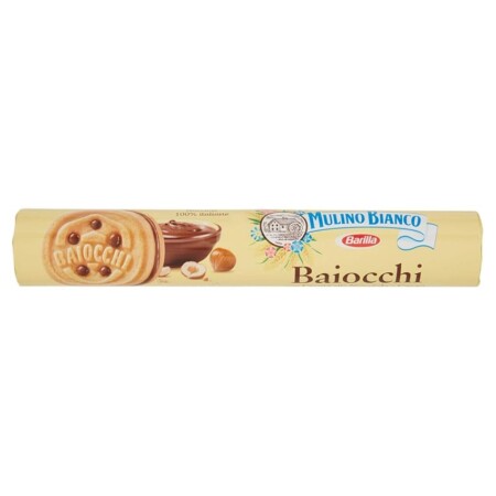 offerta a tempo: mulino bianco biscotti baiocchi con crema alla nocciola e cacao per colazione e snack — 23% da 1,55 € a 1,19 €