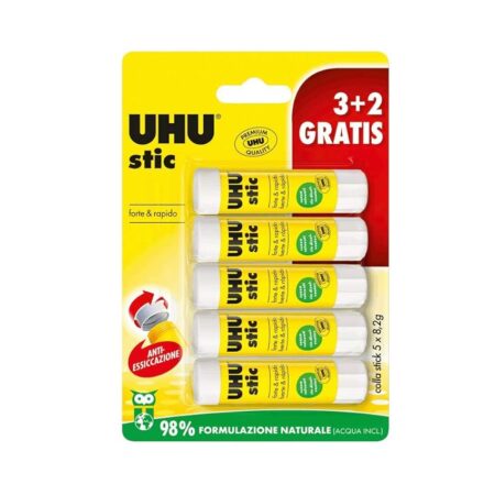 offerta a tempo: uhu 5 stick di colla per bambini — 30% da 5,35 € a 3,75 €