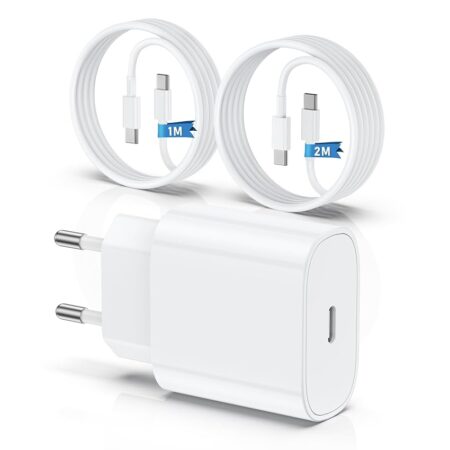 offerta a tempo: qziiw caricatore per iphone 15/16, 20w caricabatteria rapido con 1m+2m cavo per iphone — 5% da 11,99 € a 11,39 €