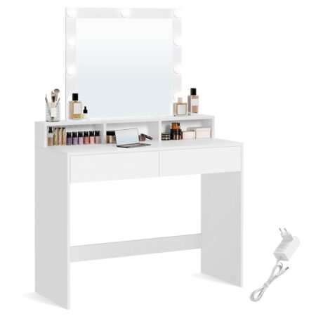 offerta a tempo: tavolo con specchio e luci led integrate per make up — 33% da 129,99 € a 87,39 €