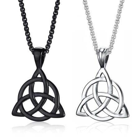 offerta a tempo: 2 pezzi collana nodo triangolo cerchio amuleto collana ciondolo gotico punk rock nero argento — 29% da 4,99 € a 3,55 €