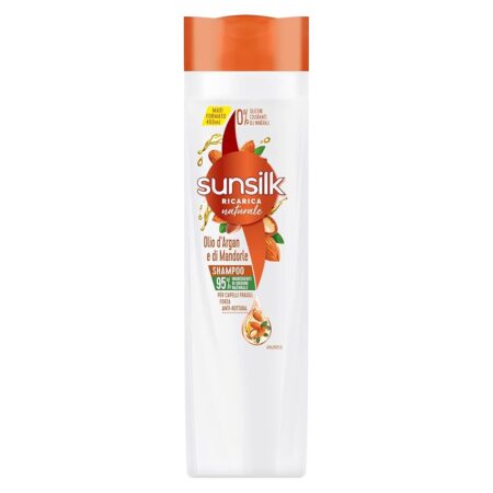offerta a tempo: sunsilk shampoo con olio d’argan e di mandorle per capelli fragili e sciupati 400ml — 53% da 4,09 € a 1,94 €