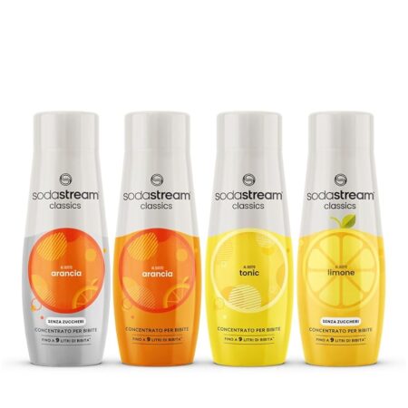 offerta a tempo: sodastream set 4 concentrati include arancia, arancia zero, tonica, limone zero — 25% da 23,99 € a 17,99 €