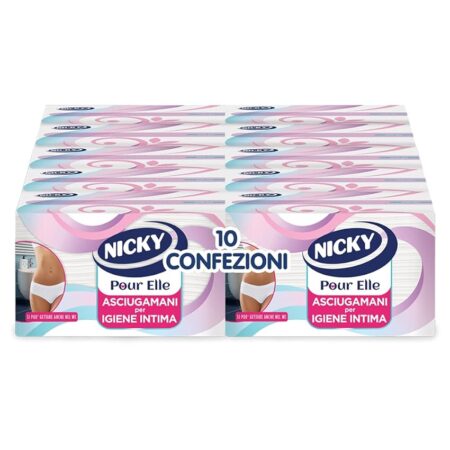 offerta a tempo: nicky asciugamani intimi monouso pour elle, 10 confezioni da 100 asciugamani — 14% da 27,90 € a 23,99 €