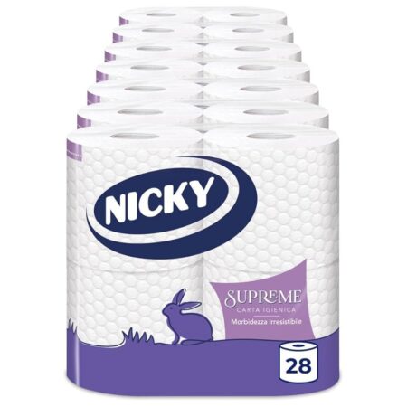 offerta a tempo: nicky supreme 28 rotoli di carta igienica — 37% da 25,26 € a 15,99 €