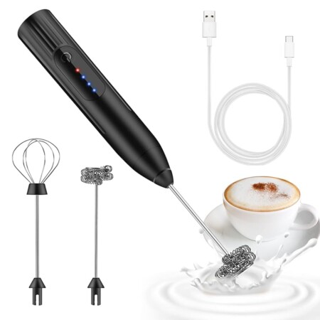 offerta a tempo: ebuyfire montalatte elettrico, frullino elettrico usb ricaricabile schiumatore latte — 15% da 14,99 € a 12,74 €