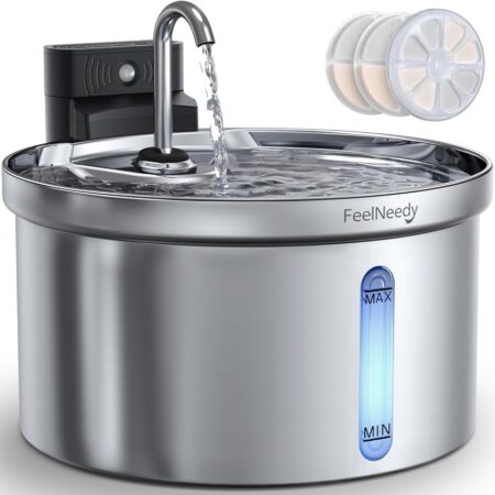 offerta a tempo: feelneedy fontanella per gatti acciaio senza fili a batteria 4000mah con sensore di movimento 3,5l — 12% da 59,99 € a 52,79 €