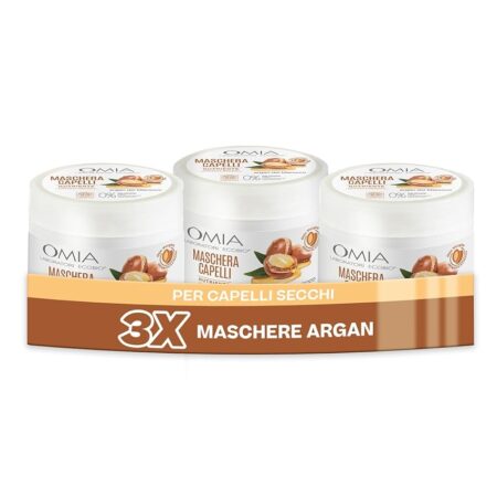 offerta a tempo: omia maschera per capelli eco bio con olio di argan del marocco per capelli secchi 3 pezzi x 250ml — 51% da 16,49 € a 8,11 €