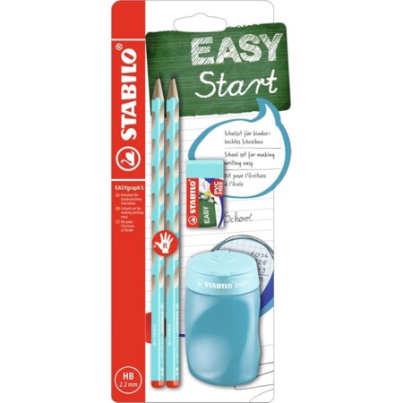 offerta a tempo: stabilo easygraph s school set azzurro per destrimani con gomma + temperino — 15% da 12,10 € a 10,26 €