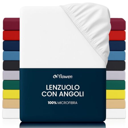 offerta a tempo: lenzuola matrimoniali con angoli 160x190 cm bianco in microfibra per letto con materasso — 5% da 13,99 € a 13,29 €