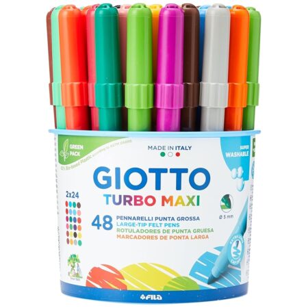 offerta a tempo: giotto turbo maxi barattolo da 48 pennarelli a punta larga, 5 mm — 18% da 19,54 € a 16,09 €