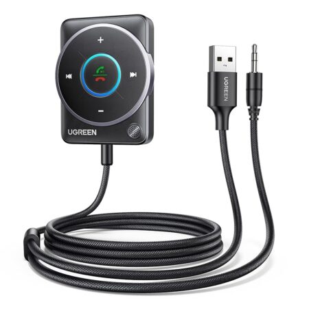 offerta a tempo: ugreen ricevitore bluetooth 5.4 adattatore per auto con jack aux da 3,5 mm pulsante — 34% da 23,99 € a 15,95 €