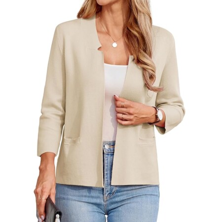 offerta a tempo: grace karin cardigan donna elegante manica 3/4 corta con tasche ufficio cardigan aperto — 25% da 34,99 € a 26,39 €