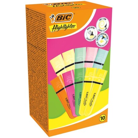 offerta a tempo: bic highlighter evidenziatori piatti colori intensi e pastello — 15% da 11,89 € a 10,09 €
